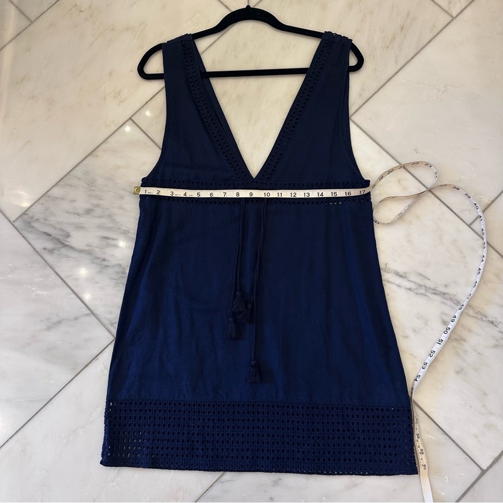 J. Crew Deep V Blue Swim Cover-Up XS linen cotton blend - Picture 7 of 11